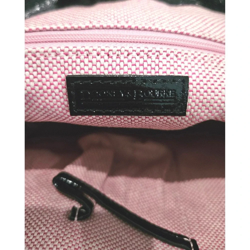 Dooney‎ & Bourke Luisa Black Patent Leather Hobo Bag White Stitching Gingham EUC